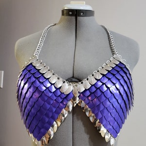 Solid color with trim color chain mail bikini top aluminum chainmail scalemail bra
