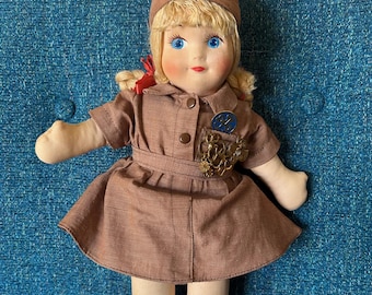 ビンテージ エファンビー ガール スカウト ドール ブラウン effanbee Vintage Doll Effanbee Doll Girl Scout Doll 1966 Date Green GS