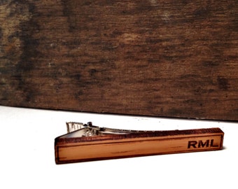 Monogrammed Bourbon Stave Tie Clip