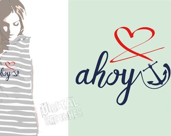 Ahoy Svg, Nautical Baby Shower, Anchor Svg, Ahoy Clipart, Nautical Svg, Ahoi Saying SVG, SVG Files For Cricut, Digital Art, Home Decor