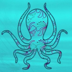 Octopus Embroidery Pattern,  Sea Machine Embroidery Design, Ocean Embroidery Pattern