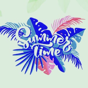 Summer Saying Embroidery Design, Summer Time, Embroidery Art, Palm Trees, Beautiful Designs For Embroidery Machines