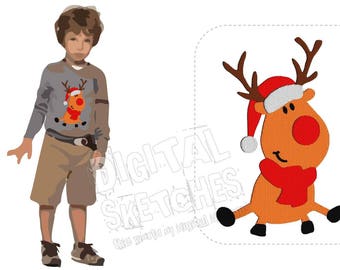 Deer Reindeer Machine Embroidery Design Santa Claus 3 Sizes