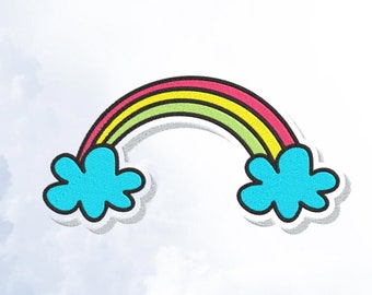 Regenbogen-Stickerei-Design, Wolken-Stickerei-Design, Regen-Stickerei-Kunst, Qualitäts-Designs für Stickmaschinen