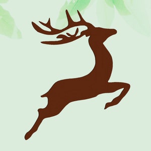May include: A brown silhouette of a leaping deer against a light green background. The image includes text that reads "DIGITAL SKETCHES" in a green circle, and "4 DIGITAL SKETCHES SIZES!" in a yellow banner. The bottom of the image reads "* this is a visualization example".