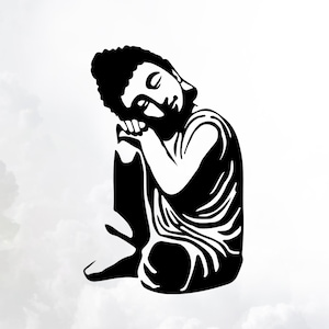 SVG-bestand Boeddha, kleine Boeddha snijbestand, prachtige vectorafbeeldingen voor de Cricut en silhouet, digitale schetsen voor snijmachines