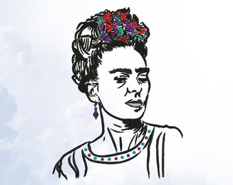 Frida Stickerei, Frida Maschinenstickerei Design, Frida Kunst, Frida Stickmuster, digitale Skizzen