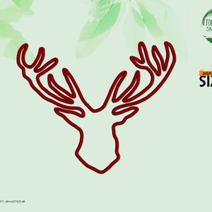 Antlers Applique Design, Deer Head Machine Embroidery Design image 1