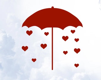 Umbrella Svg, Hearts Cutting File, Beautiful Digital Art For Silhouette And Cricut Cutting Machines, Clip Art Designs