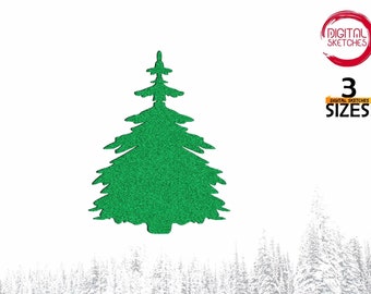 Weihnachtsbaum Stickerei, Weihnachten Stickmuster, Weihnachtsstickerei, Waldstickerei, Christbaumschmuck, Baumstickerei, Digital
