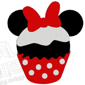 Minnie Style Embroidery Design, Cupcake Minnie, Mouse Embroidery Pattern, Mickey Style, Minnie Ears, Digital Download
