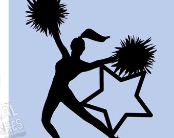 Cheerleading Svg, Cheer SVG, Cheerleader Clipart, Vektorgrafik, Cheerleader Svg, Cheerleader-presenter, Väggkonst, Digital konst, Heminredning
