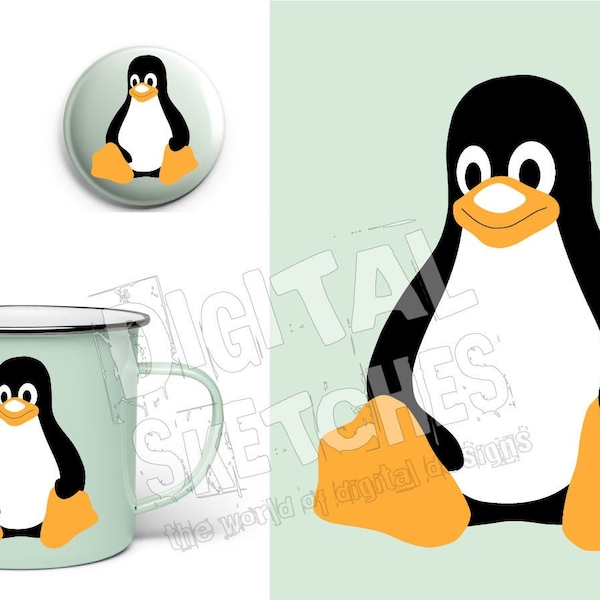 Tux Penguin, Linux Penguin Svg, Penguin Clipart, Animals Cut File, Vector Graphics, Digital Download