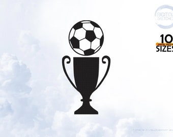 Fußball-Cup-Stickmuster, Sport-Stickdatei, Qualitäts-Fußball-Digital-Designs für Stickmaschinen