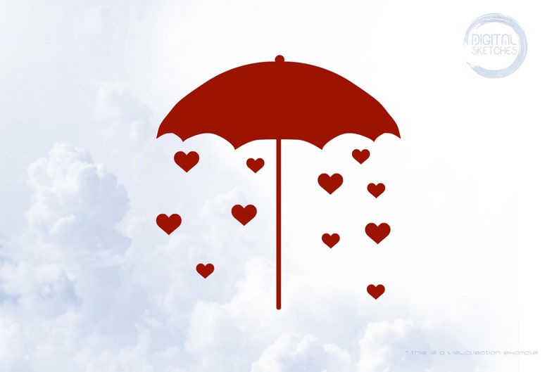 Umbrella Svg, Hearts Cutting File, Beautiful Digital Art For Silhouette And Cricut Cutting Machines, Clip Art Designs image 1