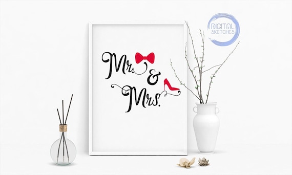 Mr And Mrs SVG, Wedding Clipart, Cut File, Beautiful Wedding Decor, SVG Files For Cricut, DXF Files For Leser, Vector, Digital Download