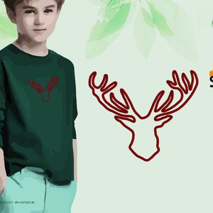 Antlers Applique Design, Deer Head Machine Embroidery Design image 6