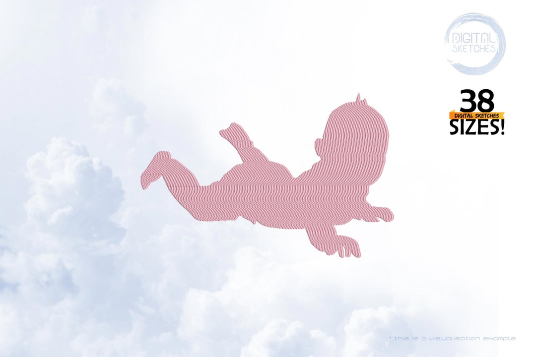 Baby Silhouette Embroidery Design, Crawling Child Embroidery File