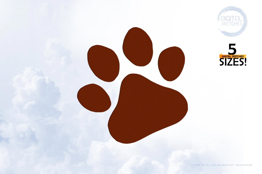 Paw Embroidery Design Puppy Paw Embroidery Pattern Paw Print Etsy