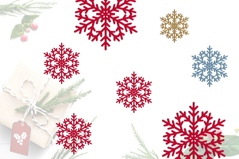 Motif de broderie de flocon de neige, broderie de flocons de neige, décorations de Noël, broderie de vacances, fait à la main, broderie de bonhomme de neige, téléchargement numérique image 1