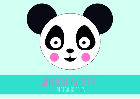 Panda Bear Head Applique Template .PDF Animals Fabric Applique - Etsy