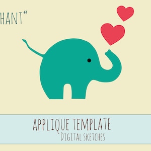Elefant Applikation Vorlage .PDF Tiere Stoff Applikation Vorlage DIY Tutorial Quilt Muster Handgefertigte Scrapbook Kartenvorlage