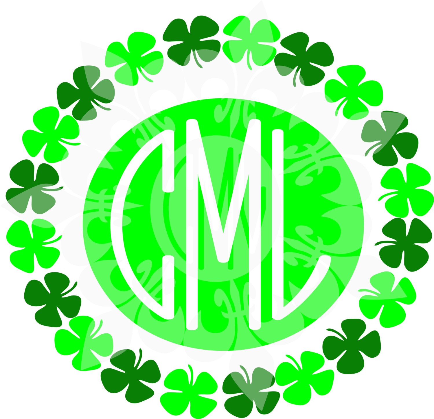 Download Shamrock Monogram Frame svg dxf eps & png cutting file | Etsy