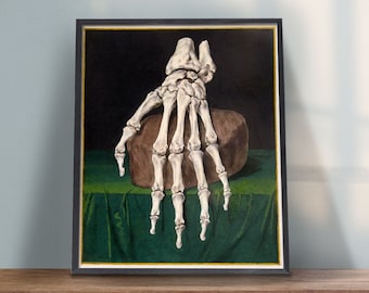 Goth Wall Art, Macabre Halloween Home Decor, Dark Academia Decor, Horror Art, Skeleton Hand Painting, Witchy Wall Art, Occult decor