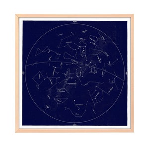 Square Star Chart Astronomy Map with Celestial Constellations Boho Decor Wall Art for Living room, Bedroom, Nursery, Kid&#39;s room, or Dorm