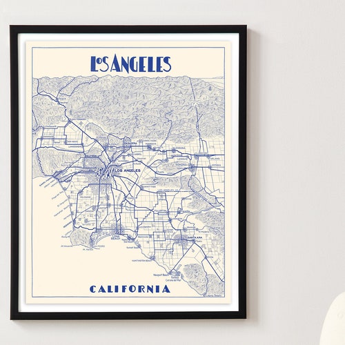 Los Angeles Map Minimalist Map Los Angeles Print Los Etsy