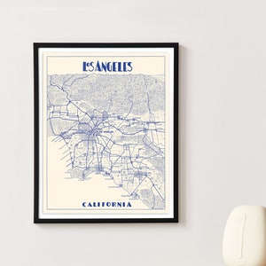 Impression de carte de Los Angeles, affiche de la ville de Los Angeles, décoration murale carte de Los Angeles, cadeau de pendaison de crémaillère, impression d'art mural plan de la ville de Los Angeles, art de dortoir