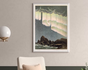 Northern Lights Wall Art, Vintage Hollywood glamour art, Aurora Borealis Art, Art Deco Decor