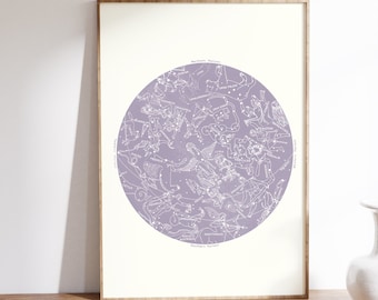 Zodiac Wall Art, Zodiac signs Constellation Art, Mythological Art, Astrology Wall Art, Boho Wall Art, Black Star Chart, Zodiac art print
