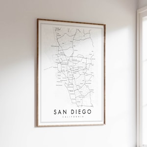 Impression de carte de San Diego, affiche de carte de San Diego, impression de carte de la ville, art de carte de San Diego, carte de San Diego