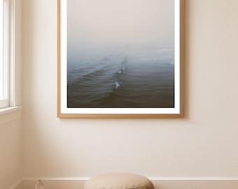 Minimalist Ocean Wave Giclée Print | Modern Zen Surf Photography for Spa & Yoga Studio Decor