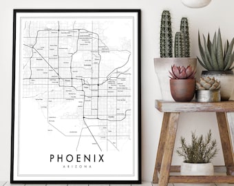 Phoenix Arizona Map Print, Phoenix Map Poster, City Map Print, Phoenix Decor, Map of Phoenix Print, Phoenix neighborhoods, Chandler, Gilbert