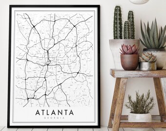 Atlanta neighborhood poster, Atlanta Map Print, Atlanta Map Poster, City Map Print, Atlanta Map art, Map of Atlanta Wall Art, Minimal map