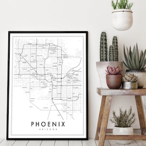 Phoenix Arizona Map Print, Phoenix Map Poster, City Map Print, Phoenix Decor, Map of Phoenix Print, Phoenix neighborhoods, Chandler, Gilbert image 1