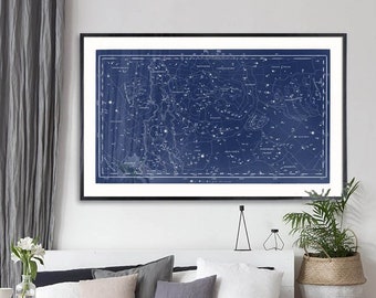 Vintage Constellation map, Constellation Print, Starry sky, Vintage Celestial Map, Galaxy Print, Constellation Chart Star Map Print