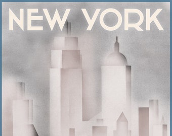 New York Print Art Deco Style, New York Deco Poster, Historical New York Print, Manhattan Skyline, Deco New York Print, New York Poster