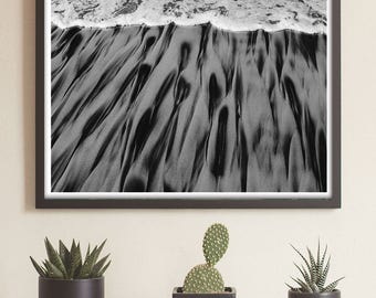 Beach Wall Art Large, Large Beach Wall Art, Large Ocean Art, Sandy beach art, Large Black and White Horizontal Art, Large Horizontal Art