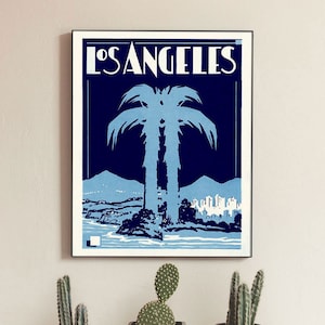 Travel Poster Los Angeles Art Print Los Angles Art Vintage Los Angles Poster California Poster Art Deco LA Deco Retro Hollywood California
