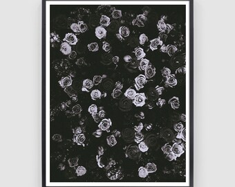 Large Flower Art, Flower Poster, Flowery Art, Goth Art, Loft Art, Bedroom Art, Dorm Art, Rose Art, Group of Roses, Flower Wall, Large Art