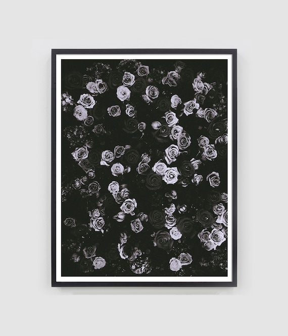 Large Flower Art, Flower Poster, Flowery Art, Goth Art, Loft Art, Bedroom Art, Dorm Art, Rose Art, Group of Roses, Flower Wall, Large Art