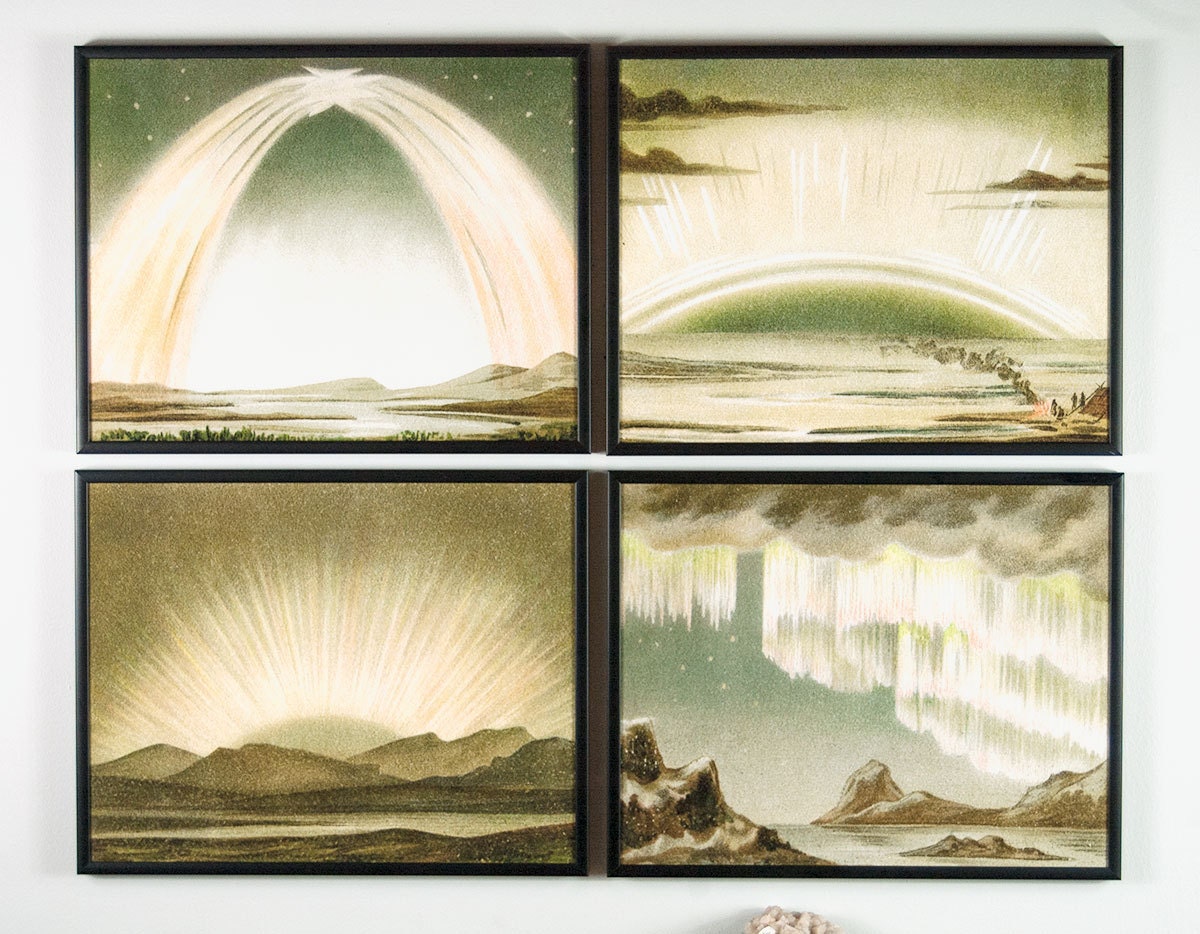 Art Deco Aurora Borealis Print, Vintage Northern Lights Landscape - Etsy, image size:1200x934