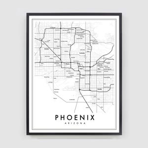 Phoenix Arizona Modern Map Giclée | Minimalist Scottsdale & Tempe Neighborhood Wall Art image 4