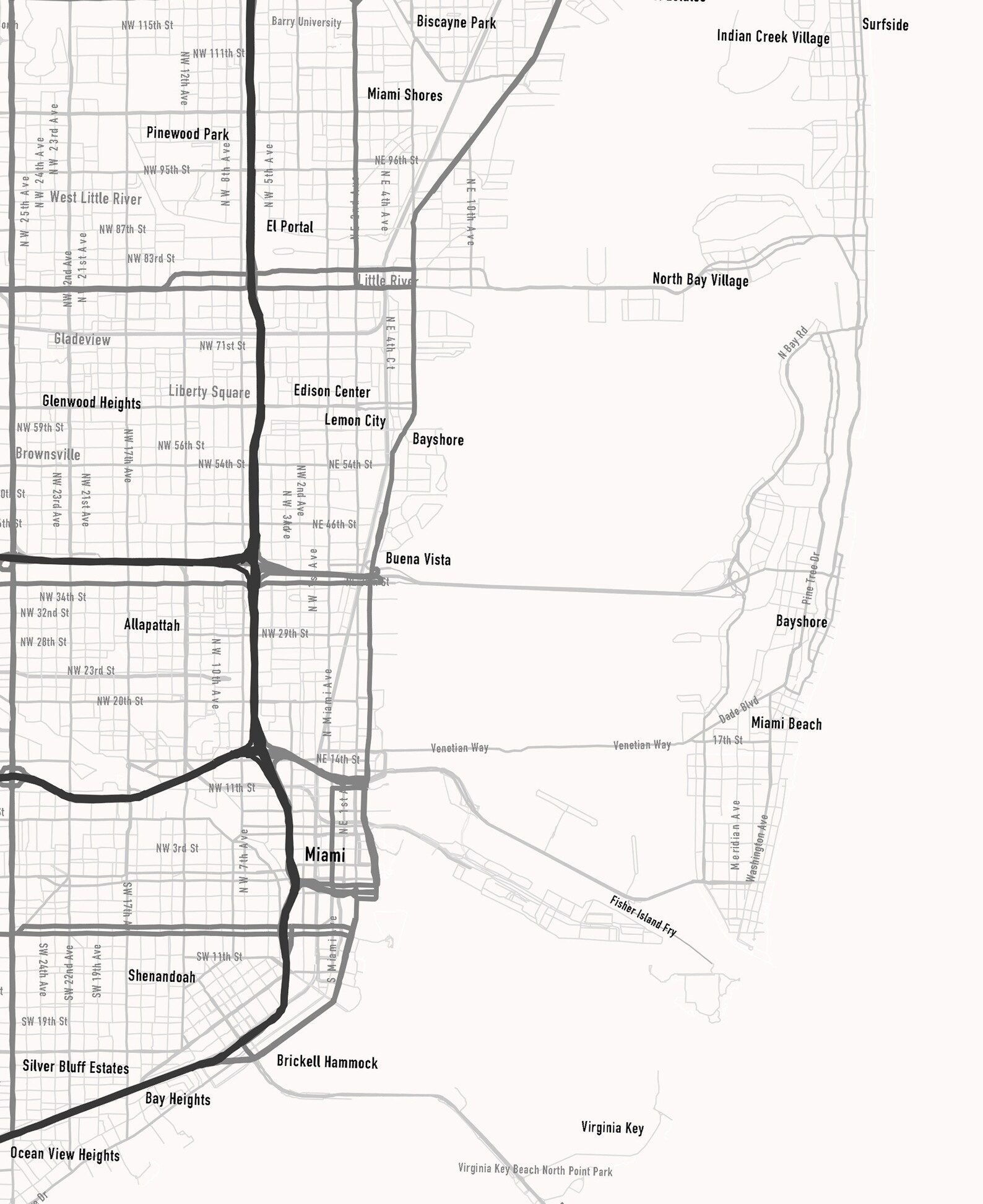 Miami Map Print Miami Map Poster City Map Print Miami Map | Etsy