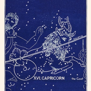 Constellation du zodiaque Capricorne, signe astrologique vintage imprimé Capricorne, zodiaque Capricorne, cadeau d'anniversaire pour Capricorne, cadeau de baby shower