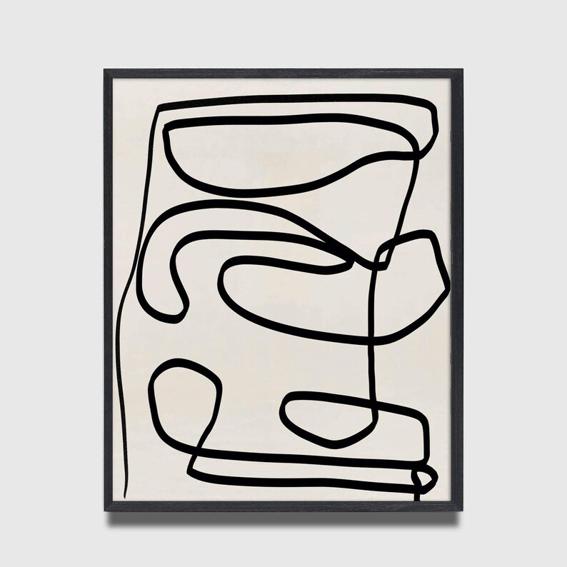Japandi Fine Line Art Print, Midcentury Modern Abstract Wall Art, Danish Modern Home Decor image 6