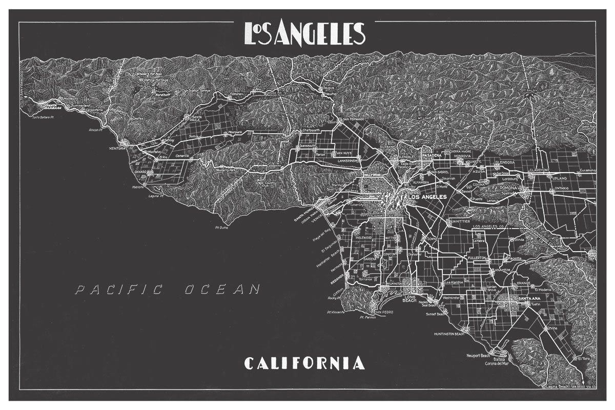 Los Angeles Map Print Map of Los Angeles Print Los Angeles image